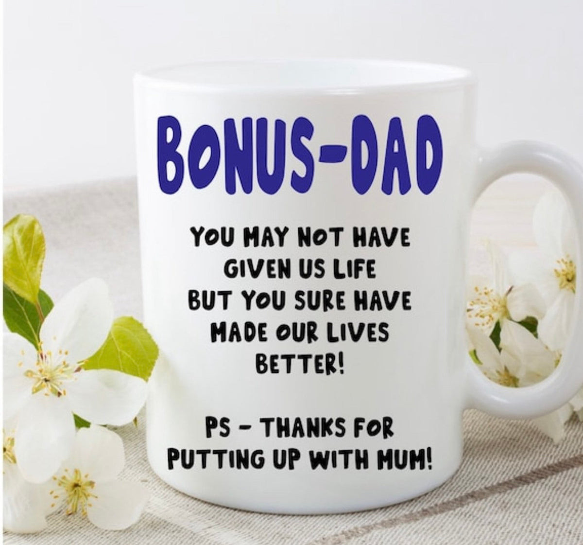 Bonus-Dad stepdad step-dad Father s Day funny mug cup birthday present Christmas gift