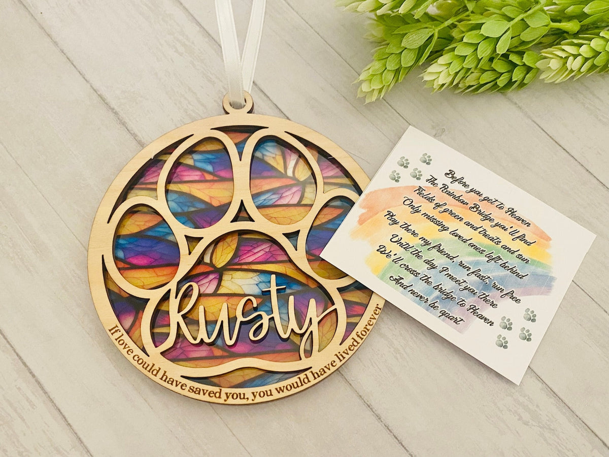 Suncatcher Paw Pet Memorial, Pet Remembrance, Loss of Pet Sympathy Gift