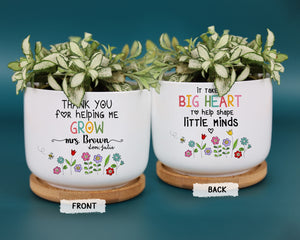 Personalized Teacher Gift Thank You Teacher Ceramic Plant Pot Mini Planter Flower Pot End Of Year Appreciation Gift for Teacher 2-Side Print