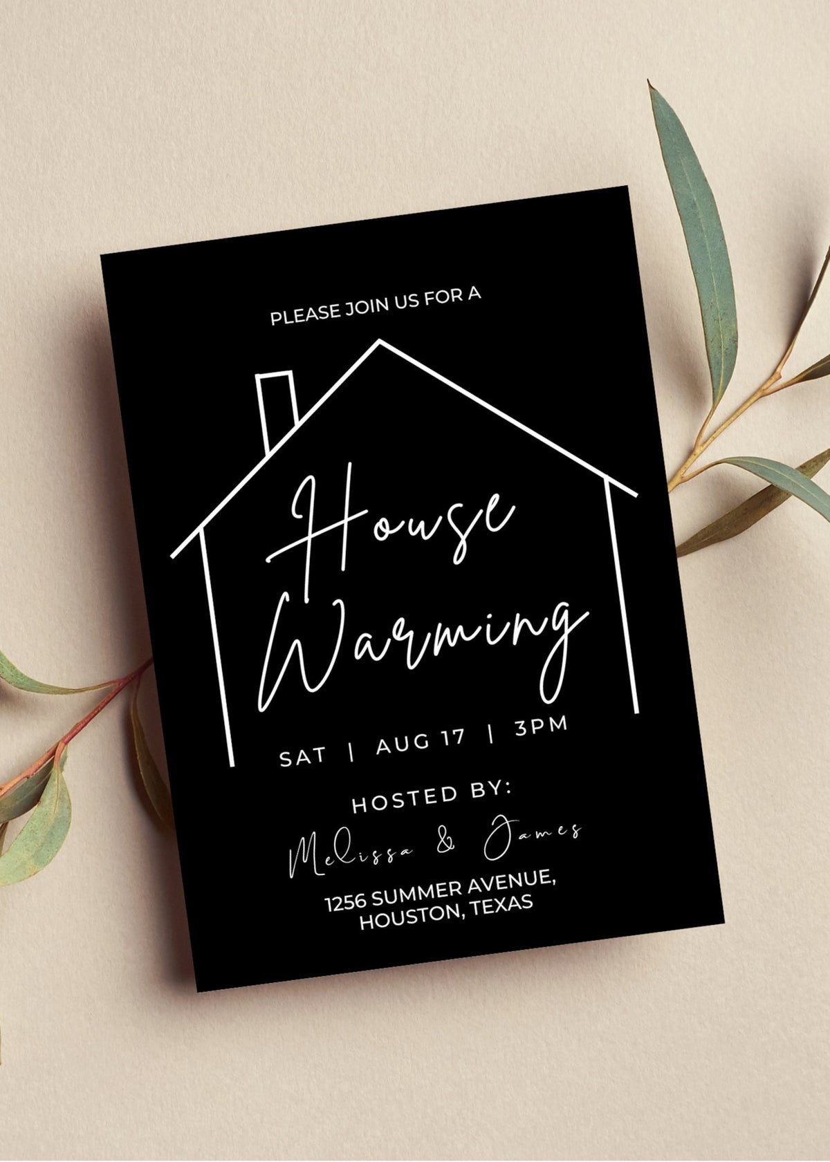 House Warming Invitation, House Warming Party, Modern, Minimalist, Printable or Text Invite