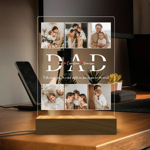 Personalized Photo Best Dad Ever 3D LED Light Wooden Base