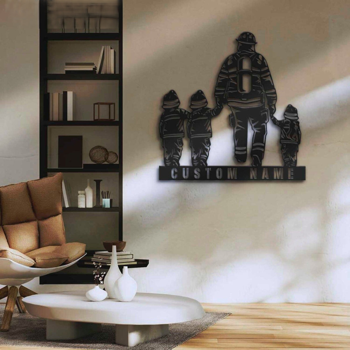 Custom Daughter Father Son Firefighter Metal Wall Art LED Light Personalized Fireman Name Sign Home Decor Fire Department Nursery Decoration