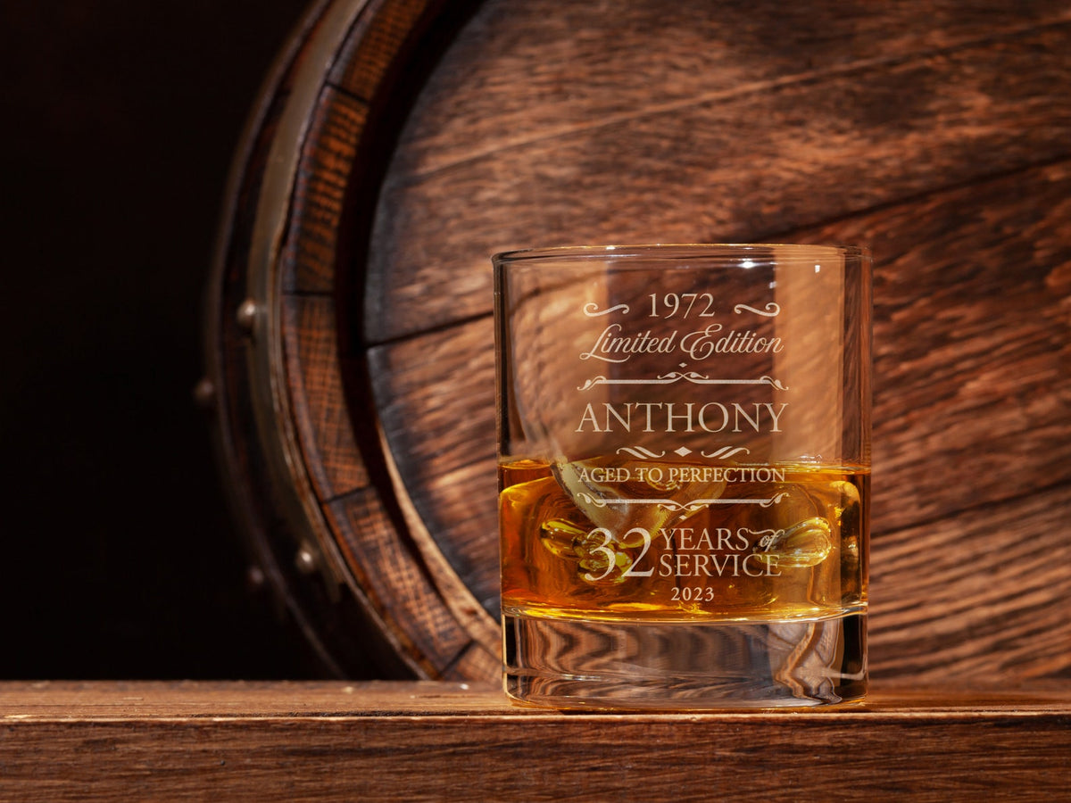 Retirement Gifts For Men, Engraved Retirement Crystal Whiskey Glass Gift, Retirement Whiskey Glasses, Dad Retirement Cocktail Glass