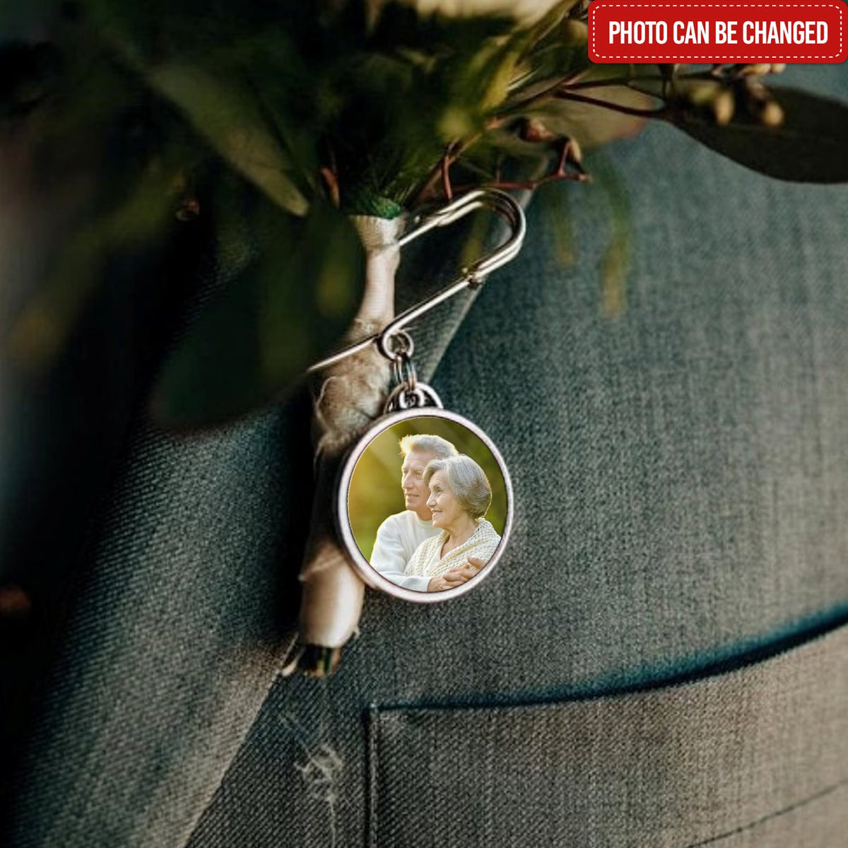 Custom Memorial Graduation Photo Pin, Grad Gown Memorial Pin, Wedding Memorial Charm, Memorial Pin For Groom, Funeral Lapel Pin Memorial