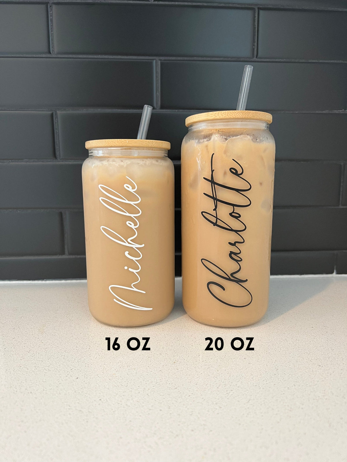 Personalized Iced Coffee Cup, 20oz Glass Cup, Custom Beer Can Glass with Lid and Straw, Bridesmaid Gift, Bridesmaid Proposal