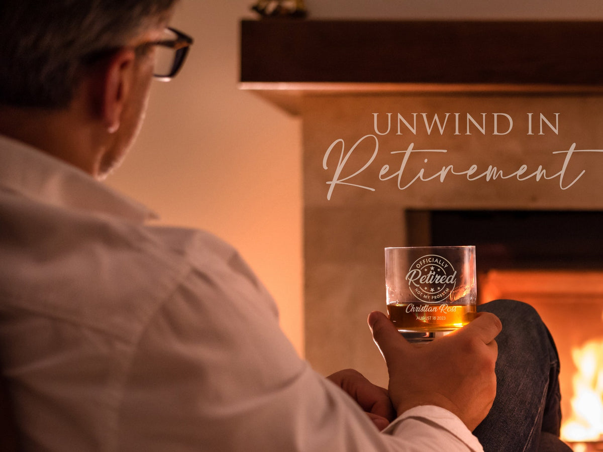 Retirement Gifts For Men, Engraved Retirement Crystal Whiskey Glass Gift, Retirement Whiskey Glasses, Dad Retirement Cocktail Glass