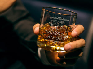 Retirement Gifts For Men, Engraved Retirement Crystal Whiskey Glass Gift, Retirement Whiskey Glasses, Dad Retirement Cocktail Glass