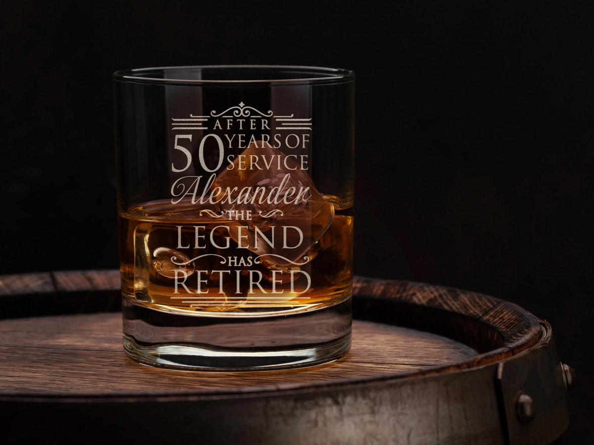 Retirement Gifts For Men, Engraved Retirement Crystal Whiskey Glass Gift, Retirement Whiskey Glasses, Dad Retirement Cocktail Glass