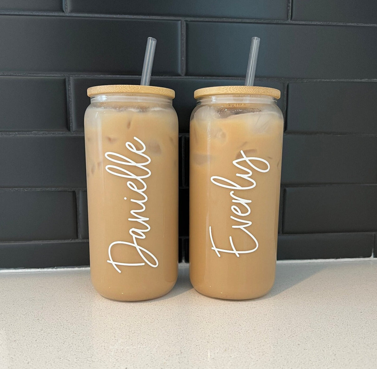 Personalized Iced Coffee Cup, 20oz Glass Cup, Custom Beer Can Glass with Lid and Straw, Bridesmaid Gift, Bridesmaid Proposal