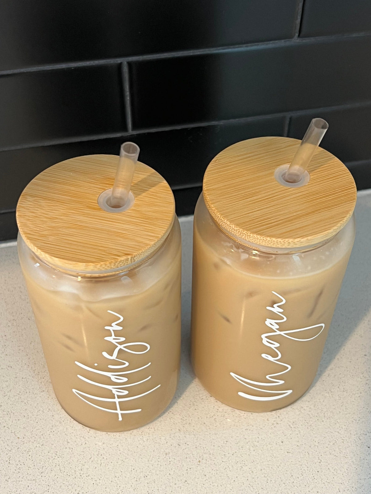 Personalized Iced Coffee Cup, 20oz Glass Cup, Custom Beer Can Glass with Lid and Straw, Bridesmaid Gift, Bridesmaid Proposal
