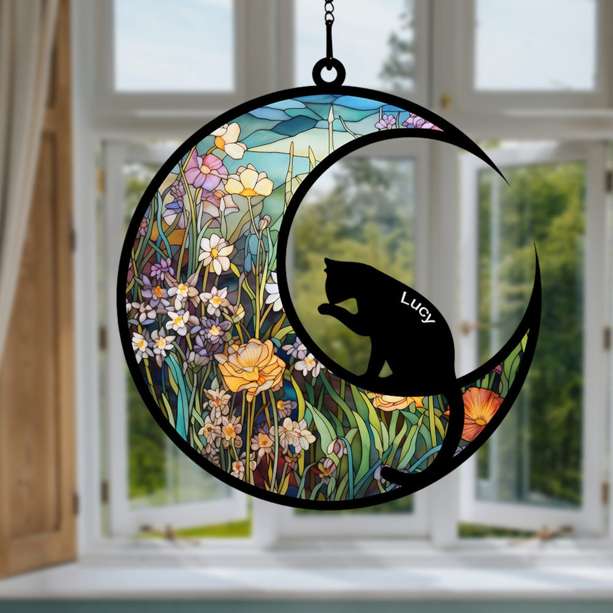 Cat Memorial Suncatcher, Loss of Pet Sympathy Gift, Custom Name Cat, Gift for Cat Lovers