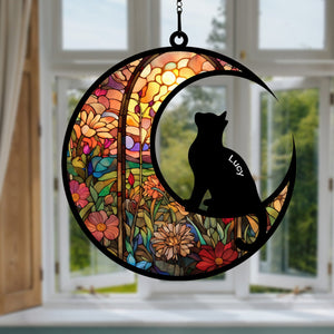 Cat Memorial Suncatcher, Loss of Pet Sympathy Gift, Custom Name Cat, Gift for Cat Lovers