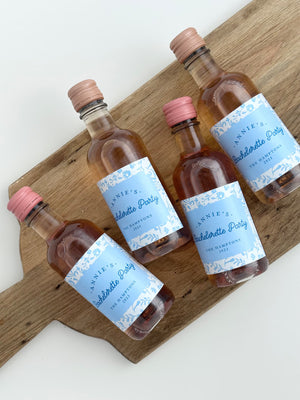 Bachelorette Party Coastal Grandmother Blue Floral Wine or Champagne Labels Last Toast on the Coast something blue shower