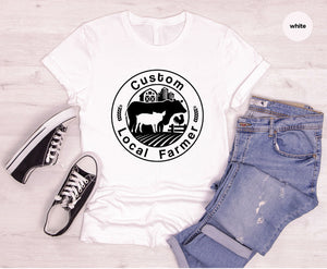 Custom Farm Shirt, Farm Animals Outfit, Personalized Gifts, Local Farmer Clothing, Customized Tshirt, Gift for Her, Shirts for Women