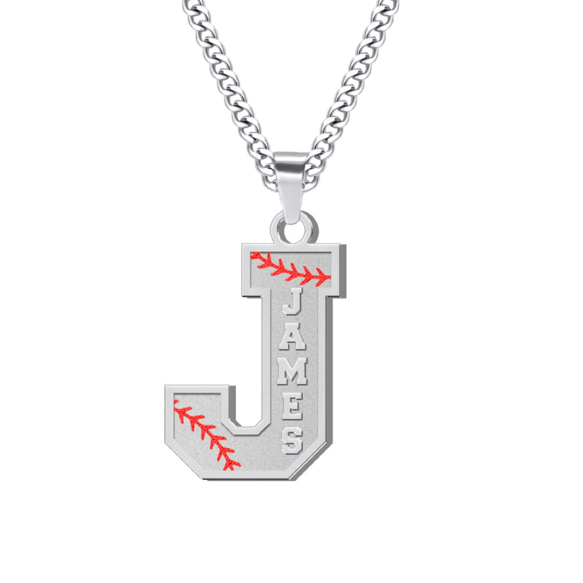 Personalized Initial Necklace with Baseball Lace|Tiny Sporty Initial Letter Necklace|Custom Lucky Pendant|Baseball and Sports Team Necklace