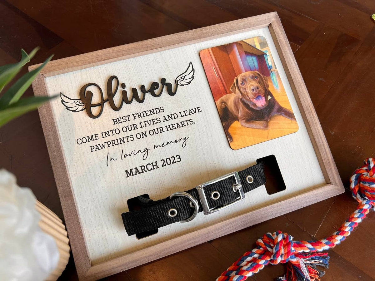 Memorial Pet Collar Sign, Loss of Dog, Puppy Memorial Wooden Picture Frame , Dog Memorial Gifts, Pet Loss Gifts, Pet Sympathy Gift