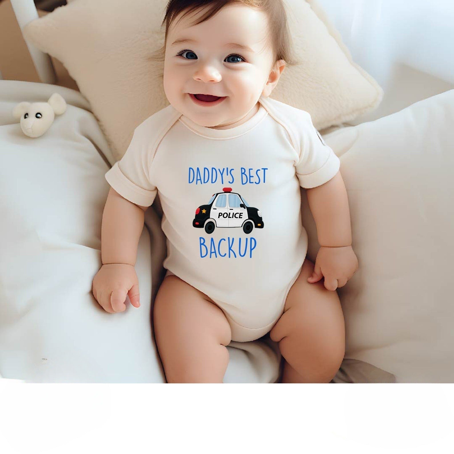 Daddy's Backup Infant Bodysuit, Police Baby Clothes, Baby Bodysuit, Baby Police Shirt, Kids Police Car Tee, Cute Police Car Toddler Shirt