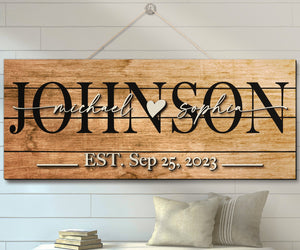 Custom 3D Wood Family Last Name Sign Established Date Personalized Rustic Wooden Wedding Engagement Anniversary Couple Gift Party Wall Decor