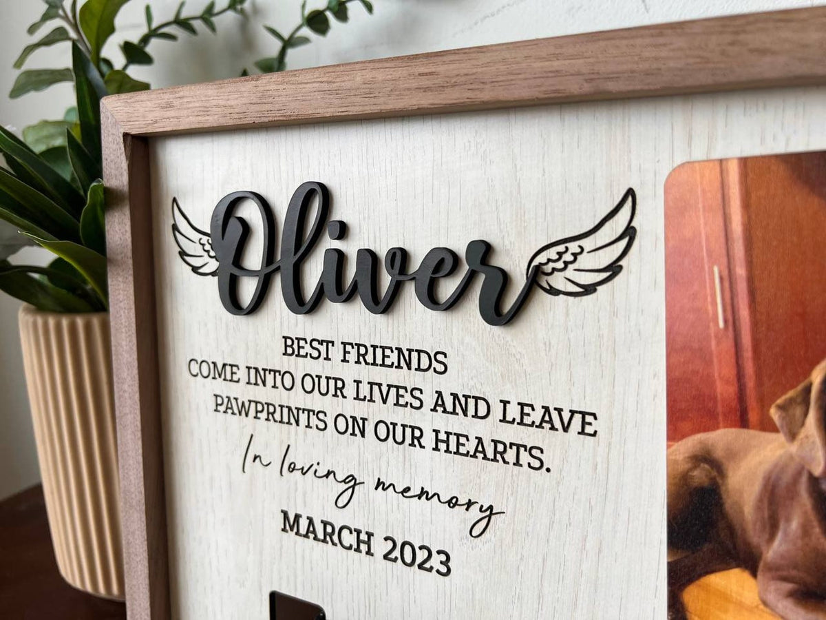 Memorial Pet Collar Sign, Loss of Dog, Puppy Memorial Wooden Picture Frame , Dog Memorial Gifts, Pet Loss Gifts, Pet Sympathy Gift