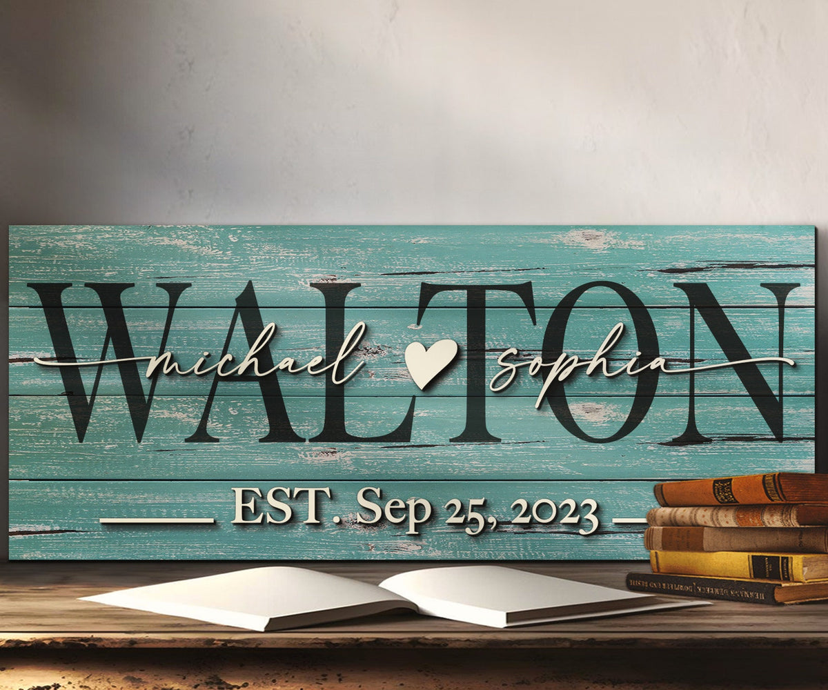 Custom 3D Wood Family Last Name Sign Established Date Personalized Rustic Wooden Wedding Engagement Anniversary Couple Gift Party Wall Decor
