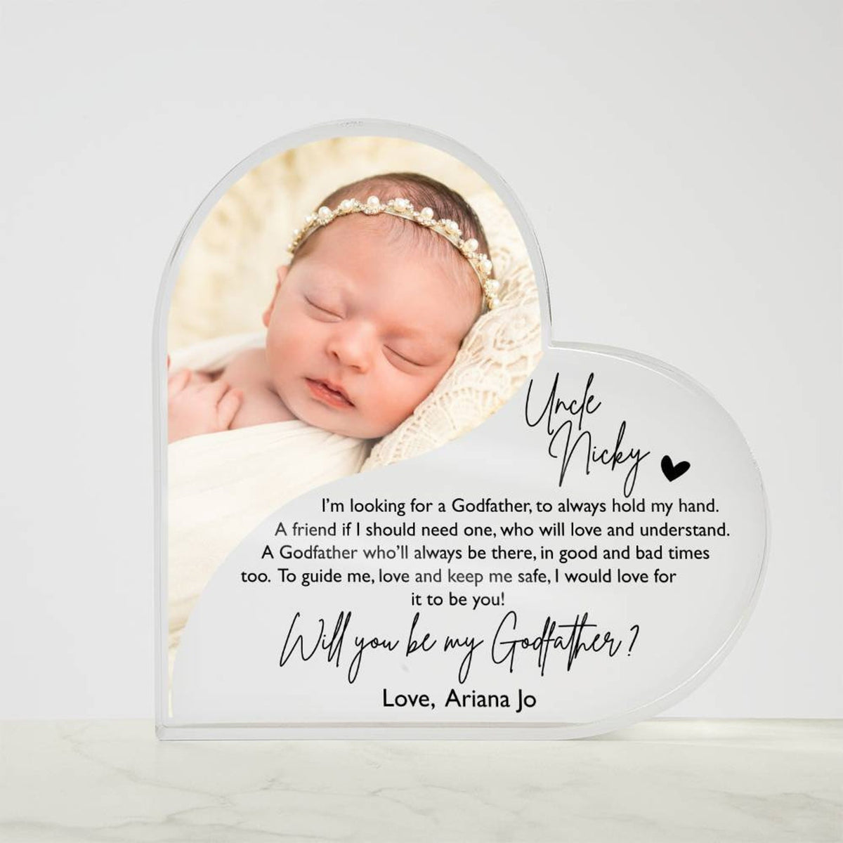 Godmother Or Godfather proposal gift, Acrylic Photo Frame, Will You Be My Godfather, Godfather Godmother Picture Frame, Godparents Proposal
