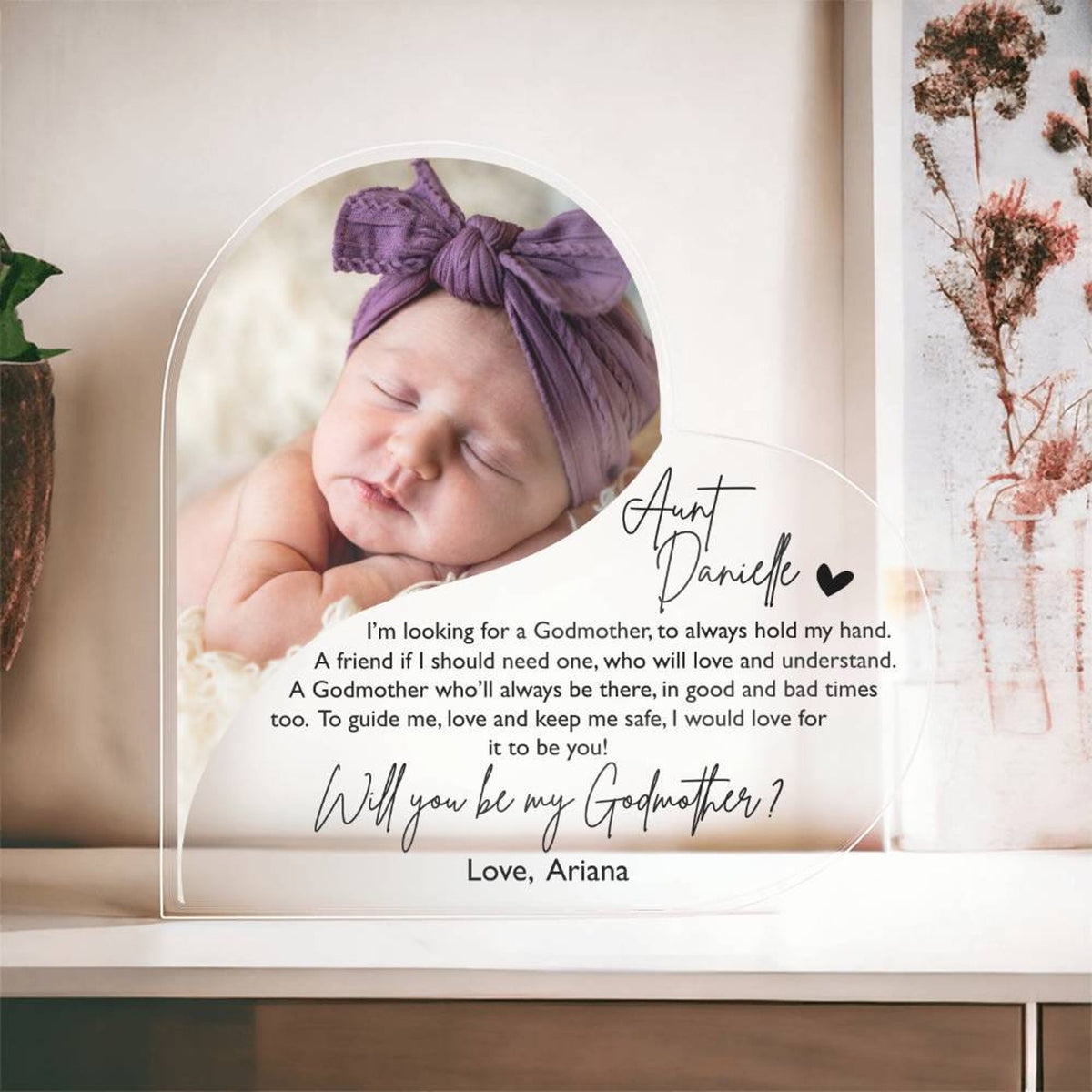 Godmother Or Godfather proposal gift, Acrylic Photo Frame, Will You Be My Godfather, Godfather Godmother Picture Frame, Godparents Proposal