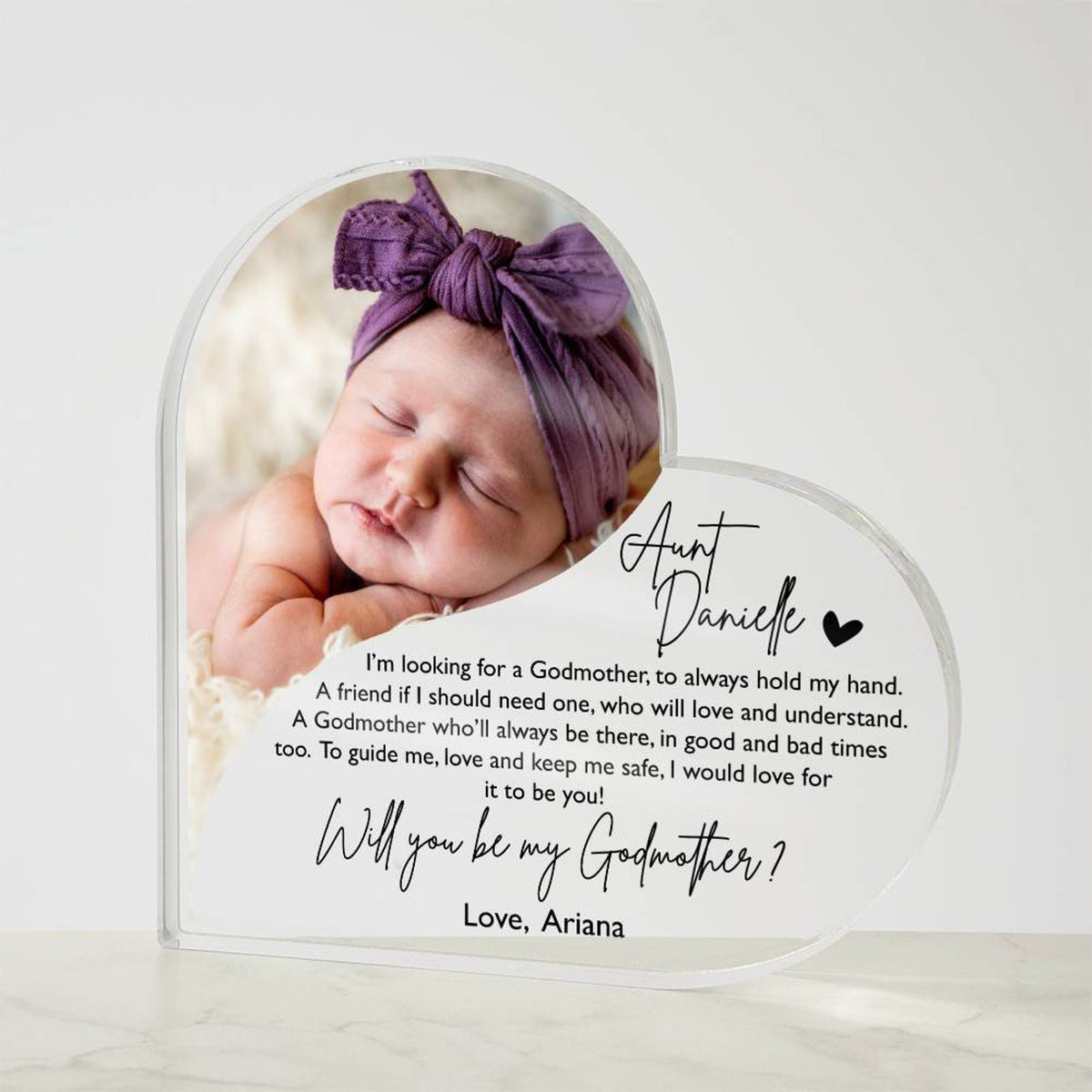 Godmother Or Godfather proposal gift, Acrylic Photo Frame, Will You Be My Godfather, Godfather Godmother Picture Frame, Godparents Proposal