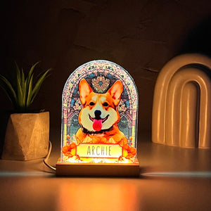 Pet Memorial Custom 3D LED Light Wooden Base , Personalized Dog Memorial Gifts, Cat Loss Gifts, Pets Sympathy Gift