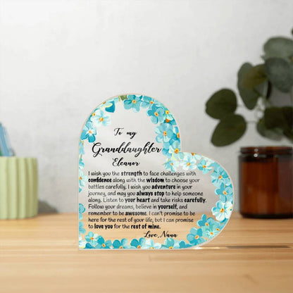 Granddaughter 18th Birthday Gift, Sweet 16 Gifts To my Granddaughter, Personalized Heart Plaque, 21st Birthday Gift for Granddaughter