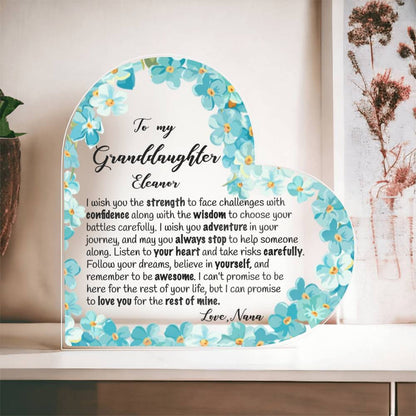 Granddaughter 18th Birthday Gift, Sweet 16 Gifts To my Granddaughter, Personalized Heart Plaque, 21st Birthday Gift for Granddaughter