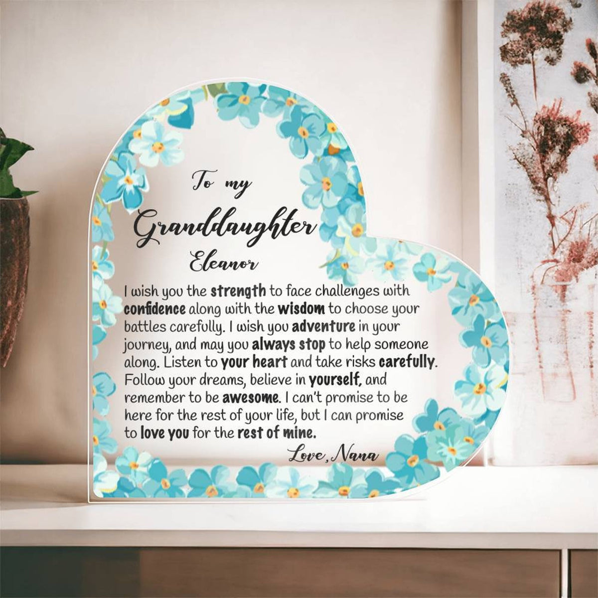 Granddaughter 18th Birthday Gift, Sweet 16 Gifts To my Granddaughter, Personalized Heart Plaque, 21st Birthday Gift for Granddaughter