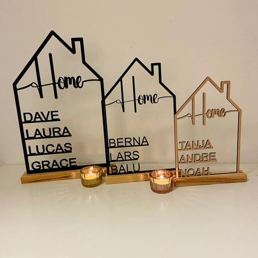 House with name wooden sign, personalized decoration wall housewarming gift, door sign family, topping out ceremony, Mother's Day, moving