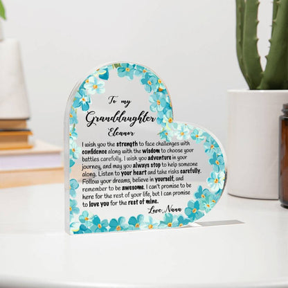 Granddaughter 18th Birthday Gift, Sweet 16 Gifts To my Granddaughter, Personalized Heart Plaque, 21st Birthday Gift for Granddaughter