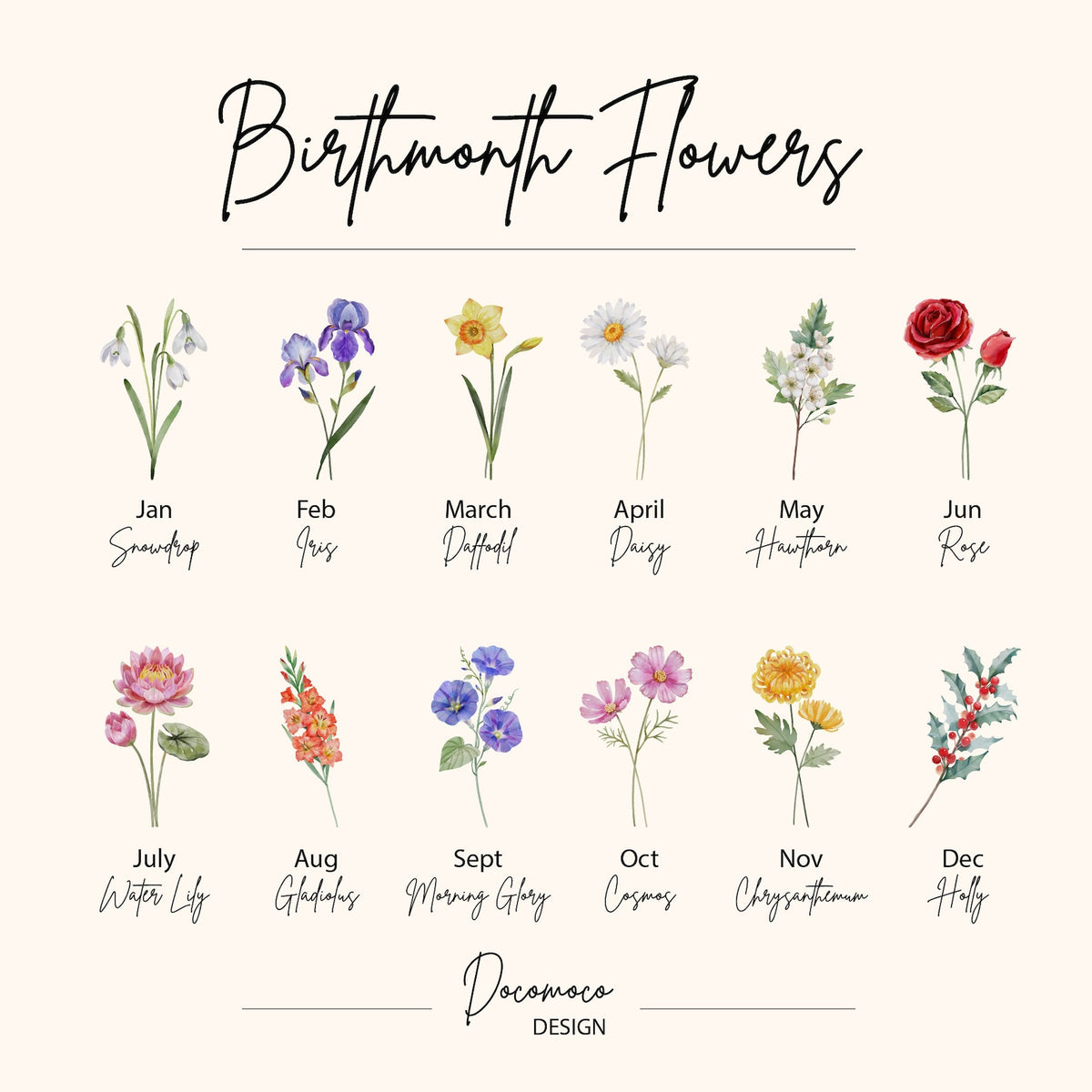 Personalized Birth Month Flower Acrylic Night Light, Boho LED Light, Custom Name, Flower Nursery Decor, Baby Shower Gift, Christmas Gift