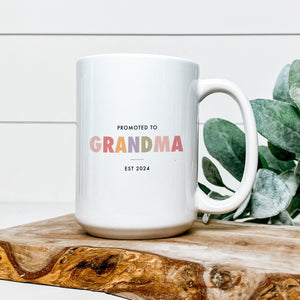 Pregnancy Announcement Grandparent Mug Set, Promoted from Parents to Grandparents, Personalized Gift for New Grandma Grandpa Mug Set