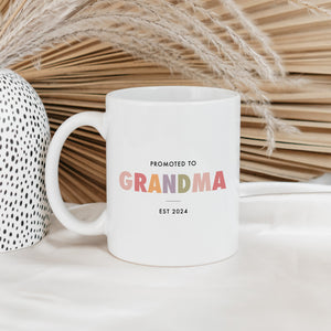 Pregnancy Announcement Grandparent Mug Set, Promoted from Parents to Grandparents, Personalized Gift for New Grandma Grandpa Mug Set