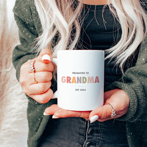 Pregnancy Announcement Grandparent Mug Set, Promoted from Parents to Grandparents, Personalized Gift for New Grandma Grandpa Mug Set