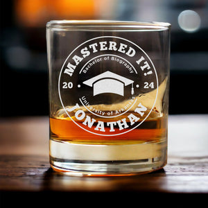 Personalized Masters Degree Graduation Gifts - Custom Mastered It Rock Glass Grad Gift for Men