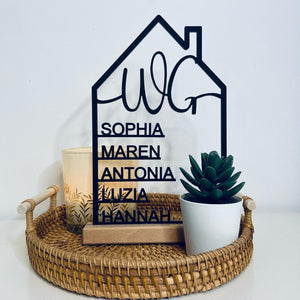 House with name wooden sign, personalized decoration wall housewarming gift, door sign family, topping out ceremony, Mother's Day, moving