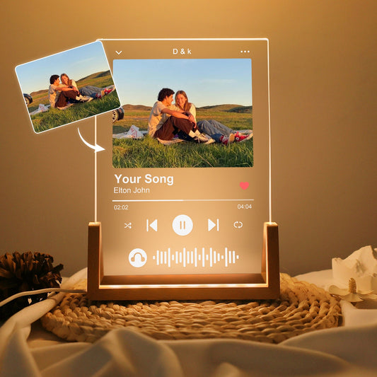 Music Photo Name Night Light, Custom Photo Music Plaque, Personalized Song Acrylic Plaque, Bedroom Decor, LED Nightlight, Gift for Mom