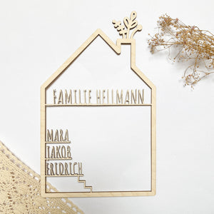 House with name personalized from wood | Gift for family as a housewarming gift, for a wedding, housewarming or birthday