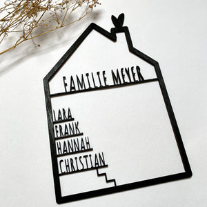House with name personalized from wood | Gift for family as a housewarming gift, for a wedding, housewarming or birthday