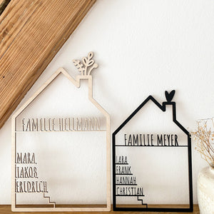 House with name personalized from wood | Gift for family as a housewarming gift, for a wedding, housewarming or birthday