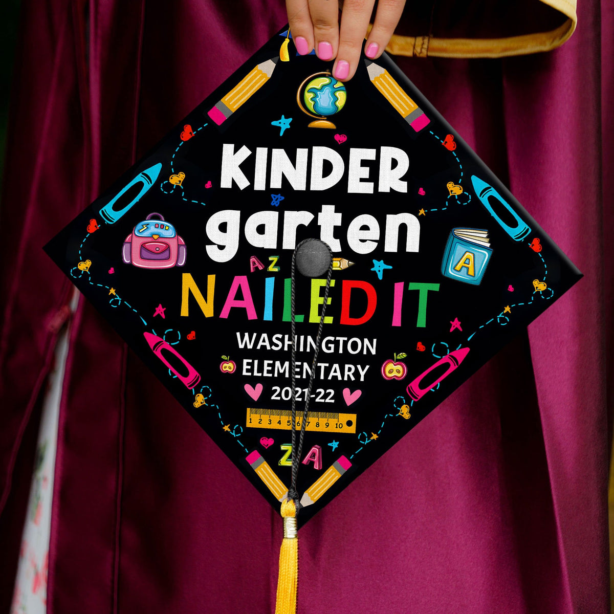 Personalized Kindergarten Graduation Cap Topper, Kindergarten Nailed It Cap Topper, Custom Grad Topper for Kids, Class Of 2025