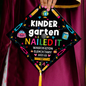 Personalized Kindergarten Graduation Cap Topper, Kindergarten Nailed It Cap Topper, Custom Grad Topper for Kids, Class Of 2025
