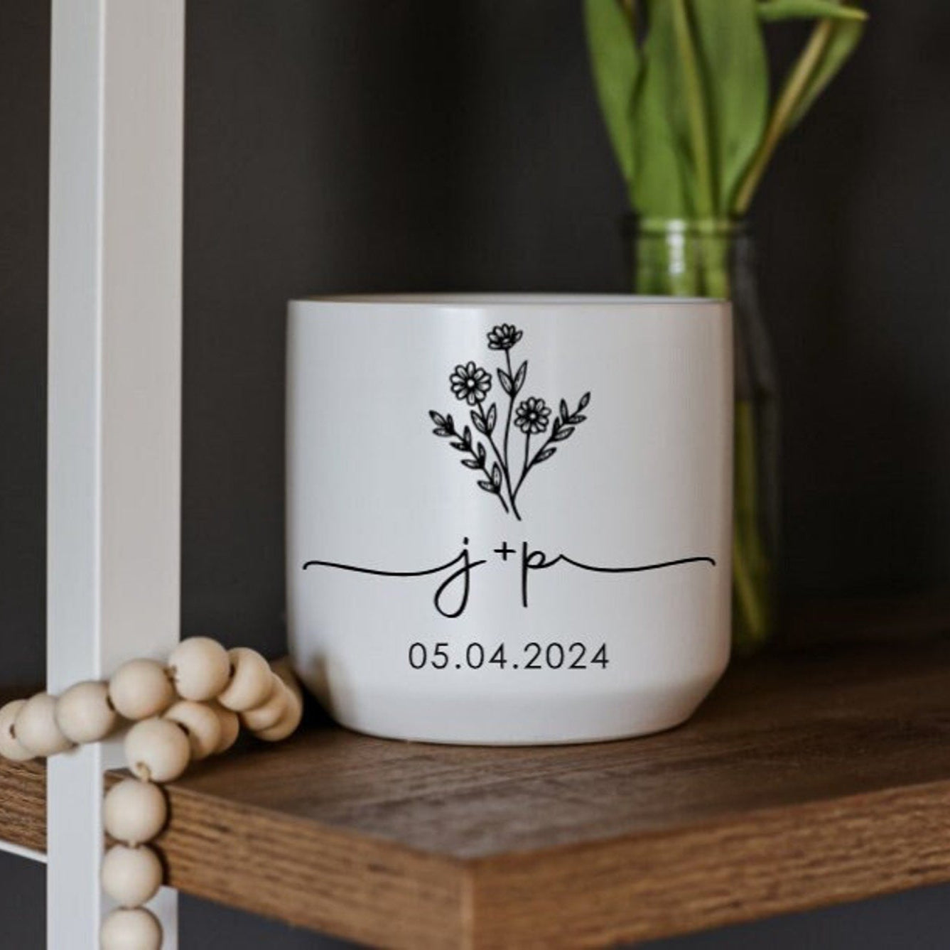 Personalized Wedding Gift for Couple Ceramic Planter Housewarming Gift Custom Bridal Shower Gift for Bride Engagement Gift for Her