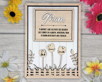 Mother s Day Gift Set - Mom Garden Sign and Mom Key Chain - Personalized Gift For Mom - Mom Puzzle Piece Sign - Mother's Day