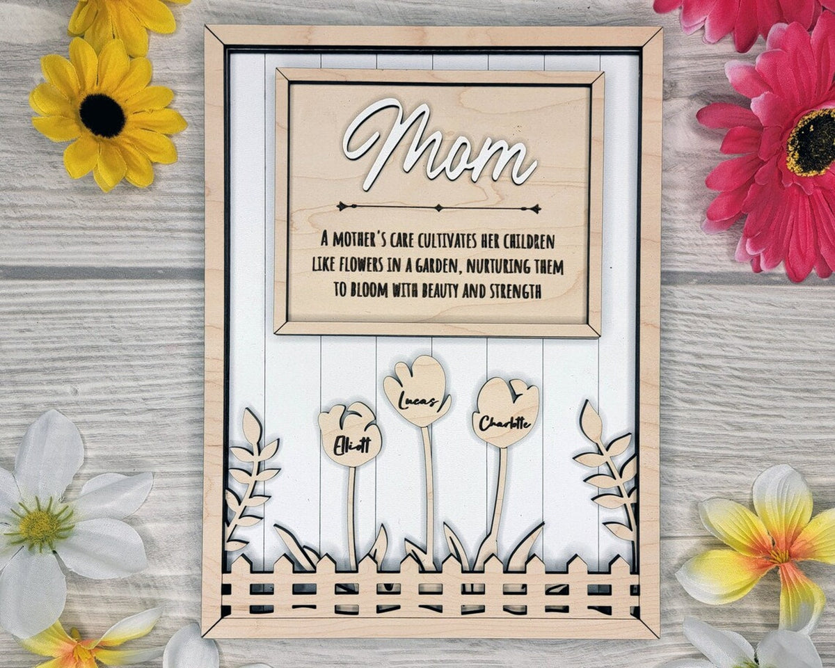 Mother s Day Gift Set - Mom Garden Sign and Mom Key Chain - Personalized Gift For Mom - Mom Puzzle Piece Sign - Mother's Day