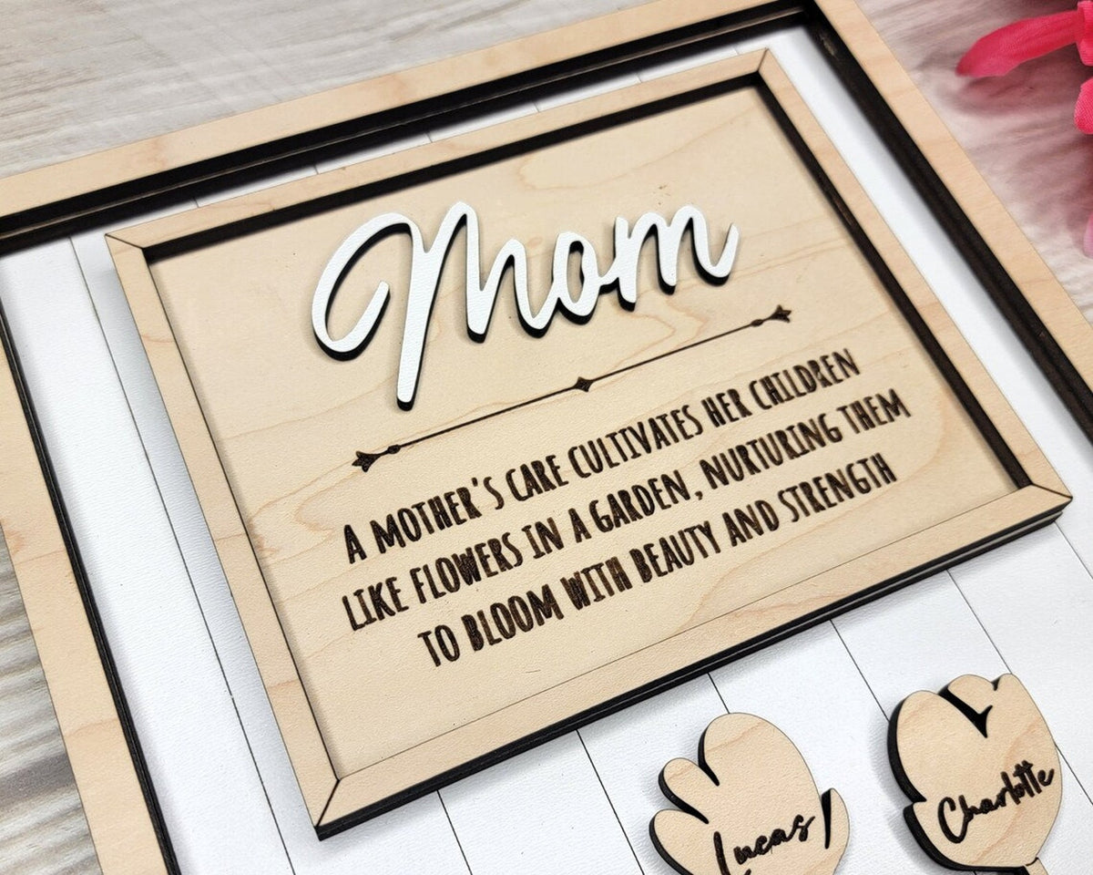 Mother s Day Gift Set - Mom Garden Sign and Mom Key Chain - Personalized Gift For Mom - Mom Puzzle Piece Sign - Mother's Day