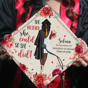 Personalized Graduation Cap Topper, Black Queen Grad Cap Topper, Class Of 2026, I Chose My Path But God Ordered My Steps, Graduation Decor